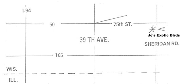 Jo's Exotic Birds location in Kenosha Wisconsin